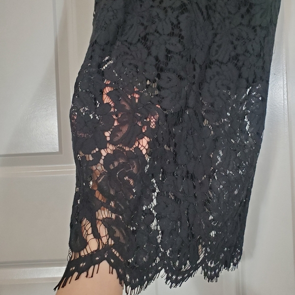 Hello Molly Messing with Me Black Lace Sweetheart Neck Sheer Skirt Midi Dress XS - Picture 3 of 15
